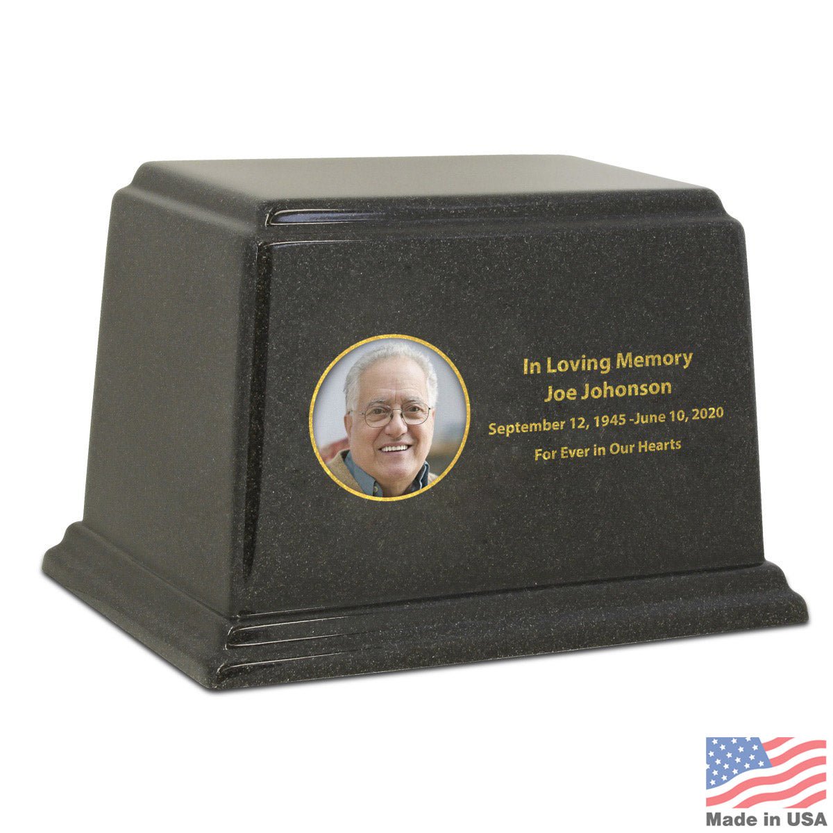 Life Treasured Black Stone Urn - Cremation Urns (view 1 of 2) | Royal Caskets and Urns