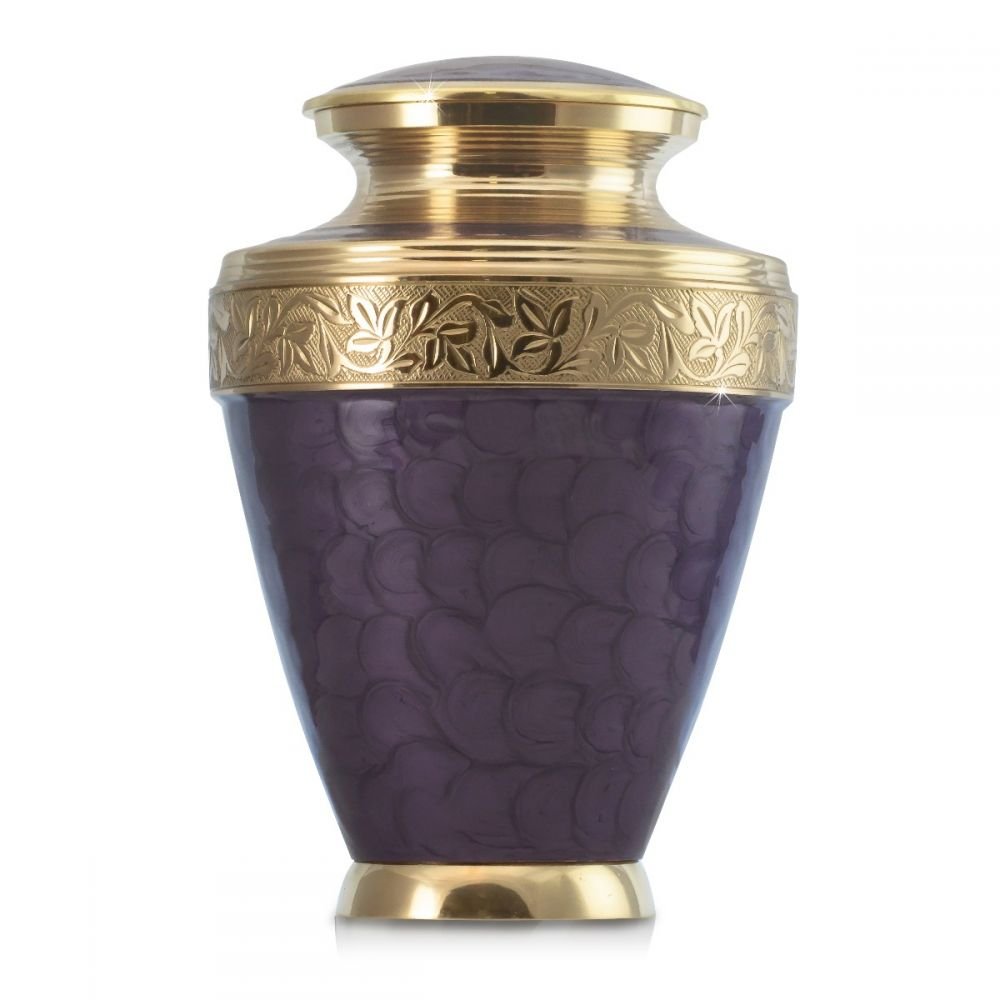 Purple Floral Brass Urn - Cremation Urns (view 1 of 5) | Royal Caskets and Urns