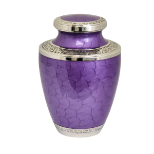 Purple Floral Adult Brass Urn