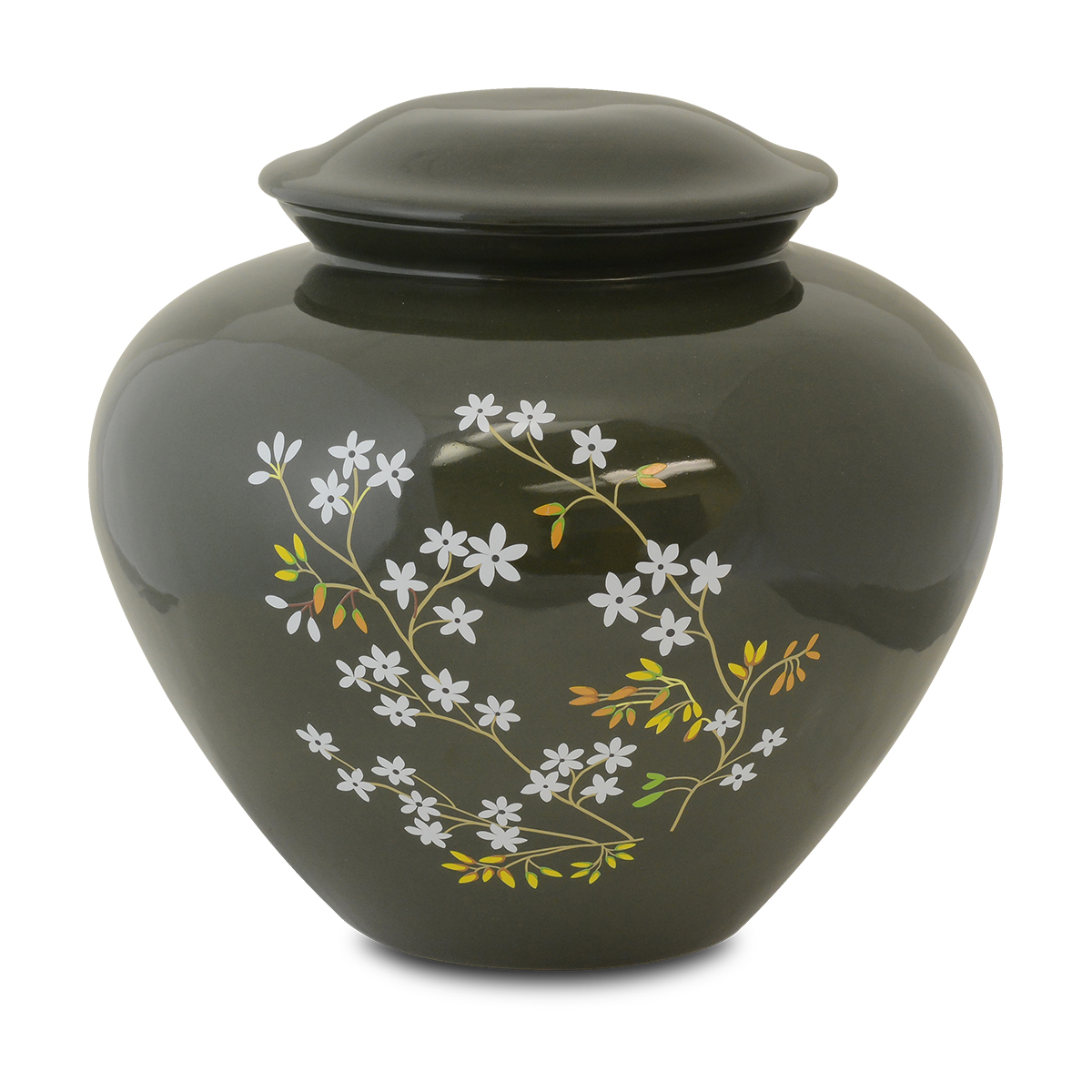 Forget Me Not Green Ceramic Urn - Ceramic Urns | Royal Caskets and Urns