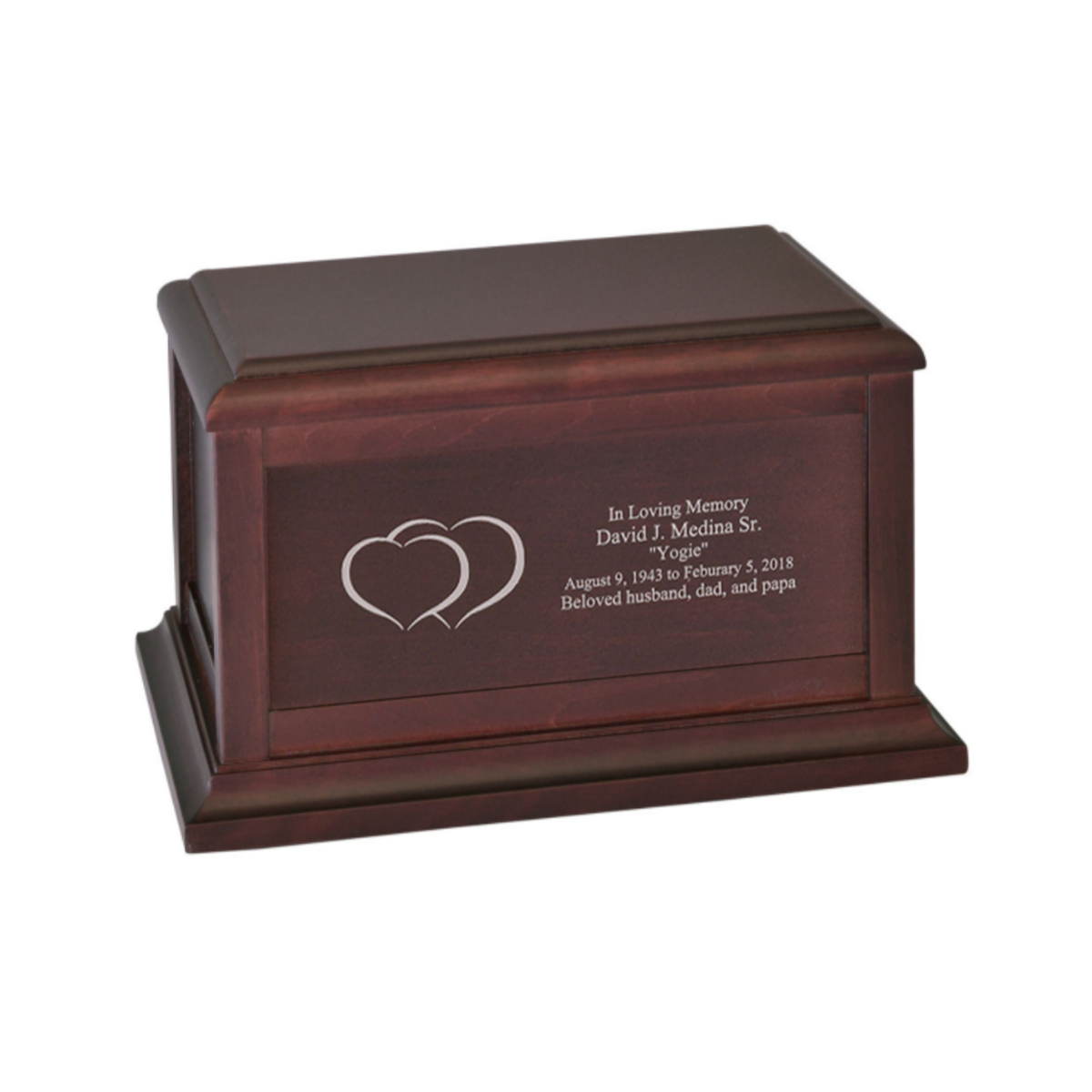 Twin Heart Urn - Wood Urns (view 1 of 3) | Royal Caskets and Urns