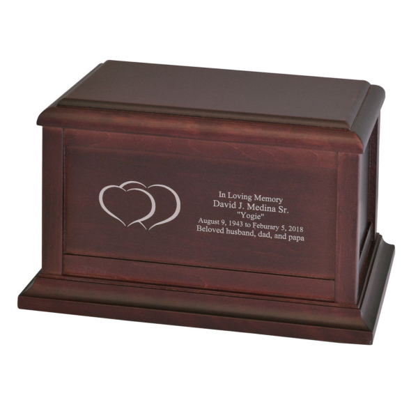 Twin Heart Urn - Wood Urns (view 2 of 3) | Royal Caskets and Urns