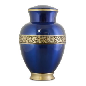 Leaf Blue Brass Urn - Cremation Urns (view 1 of 5) | Royal Caskets and Urns