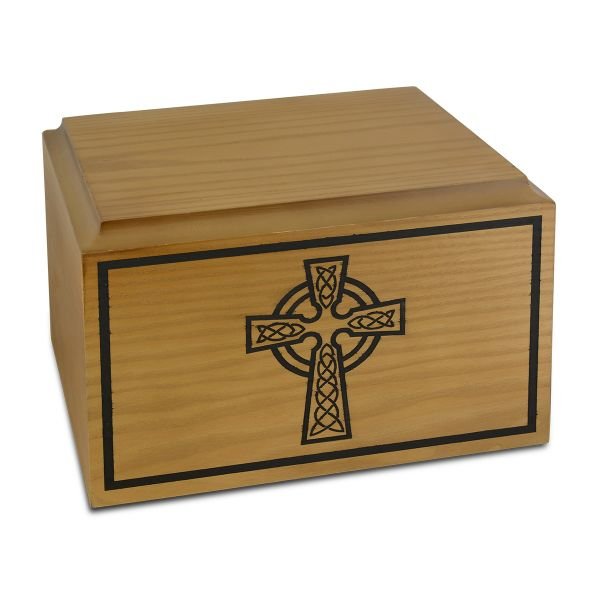 Lightwood Celtic Cross Urn - Wood Urns (view 2 of 3) | Royal Caskets and Urns