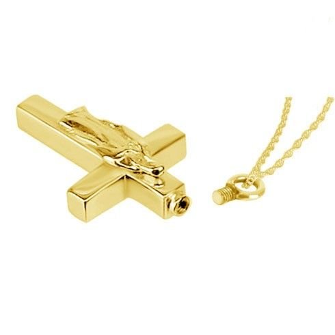 Mother Mary Steel Gold Cross Keepsake Urn - Image 2