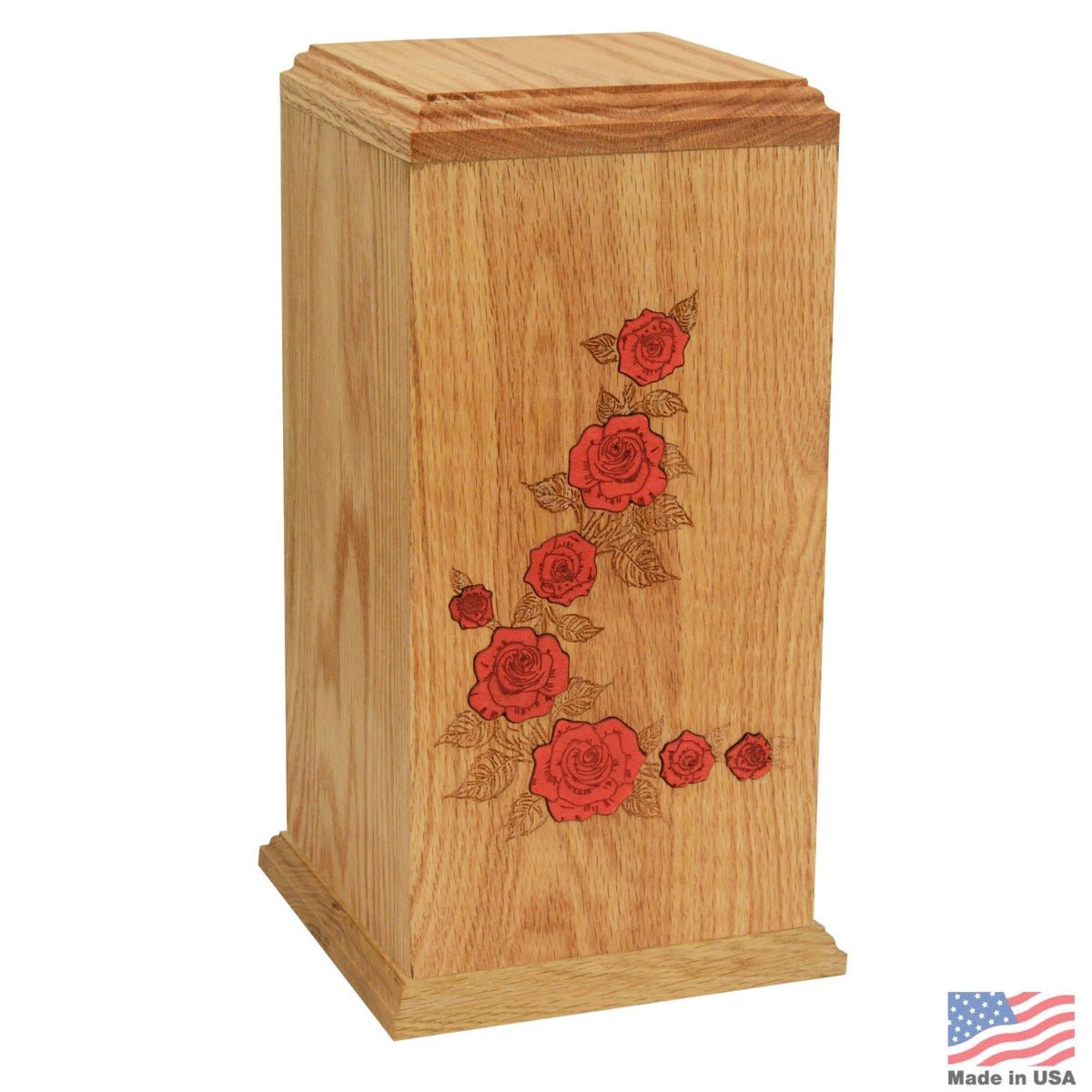Blossom Embrace Oak Urn - Wood Urns (view 1 of 2) | Royal Caskets and Urns